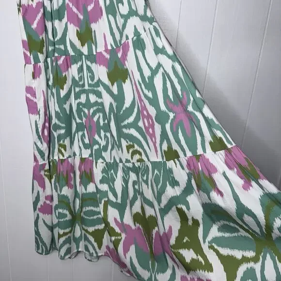 Sheridan French Women’s Eloise Maxi Dress Tulip Okay Print Teal Pink Size Small - Picture 7 of 10